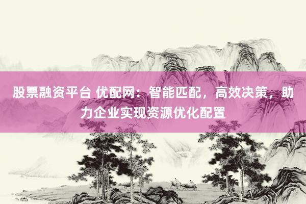 股票融资平台 优配网：智能匹配，高效决策，助力企业实现资源优化配置