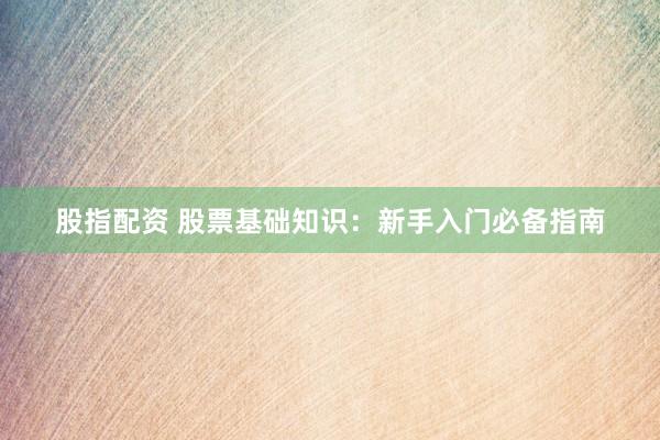 股指配资 股票基础知识：新手入门必备指南