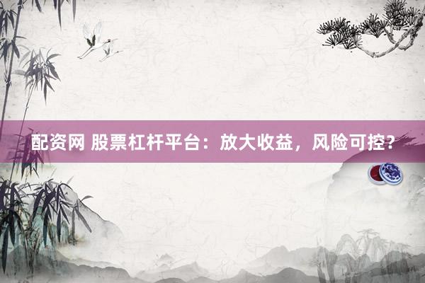 配资网 股票杠杆平台：放大收益，风险可控？