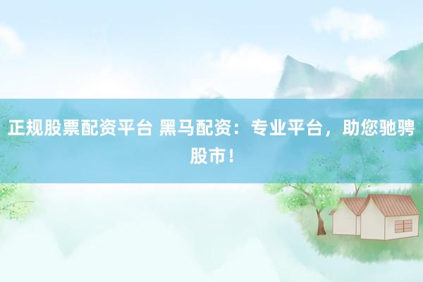 正规股票配资平台 黑马配资：专业平台，助您驰骋股市！