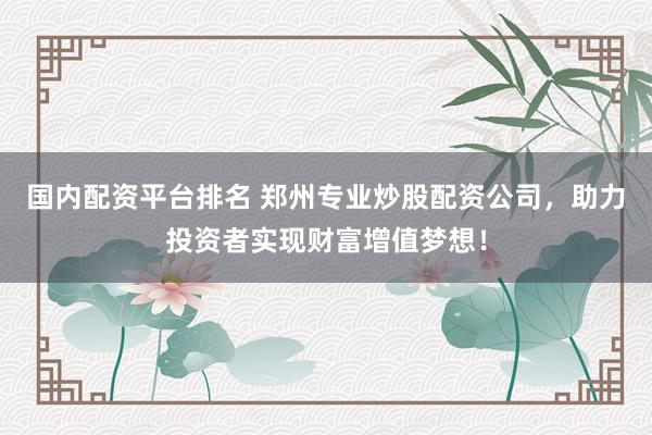 国内配资平台排名 郑州专业炒股配资公司，助力投资者实现财富增值梦想！