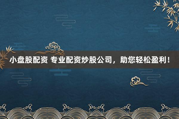 小盘股配资 专业配资炒股公司，助您轻松盈利！