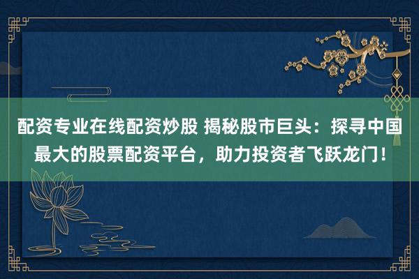 配资专业在线配资炒股 揭秘股市巨头：探寻中国最大的股票配资平台，助力投资者飞跃龙门！