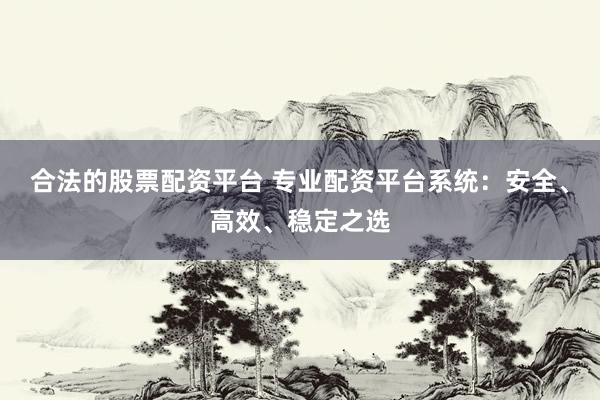 合法的股票配资平台 专业配资平台系统：安全、高效、稳定之选