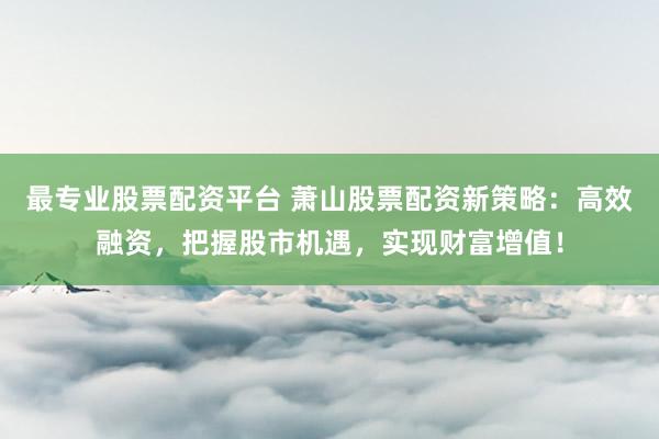 最专业股票配资平台 萧山股票配资新策略：高效融资，把握股市机遇，实现财富增值！