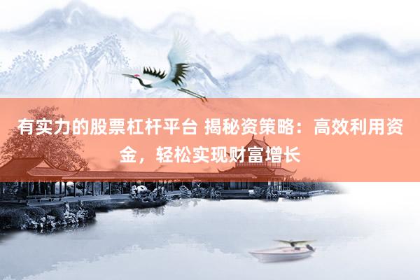 有实力的股票杠杆平台 揭秘资策略：高效利用资金，轻松实现财富增长
