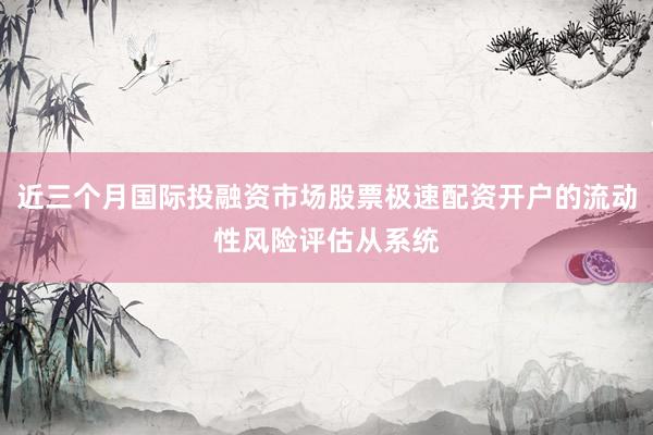 近三个月国际投融资市场股票极速配资开户的流动性风险评估从系统