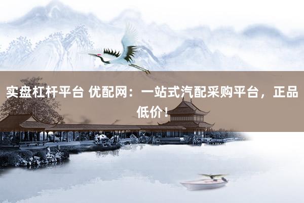 实盘杠杆平台 优配网：一站式汽配采购平台，正品低价！
